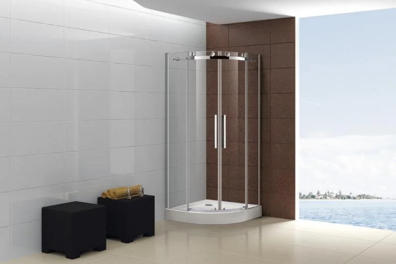 Душевой уголок Cezares Stylus 100x100 см профиль хром стекло прозрачное STYLUS-O-M-R-2-100-C-Cr (детальная фотография), четверть круга