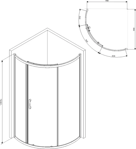 Душевой уголок Am.Pm Like 90x90 см стекло тонированное W83G-315-090CG (детальная фотография) index_1