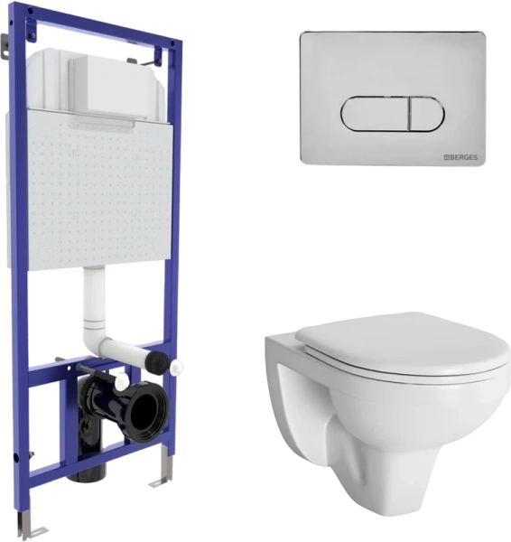Унитаз с инсталляцией BERGES Gamma кнопка хром 042417 (детальная фотография)