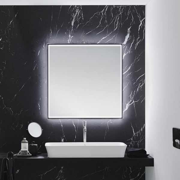 Зеркало с подсветкой Ideal Standard Conca 80 см в черной раме T3966BH (детальная фотография), в раме