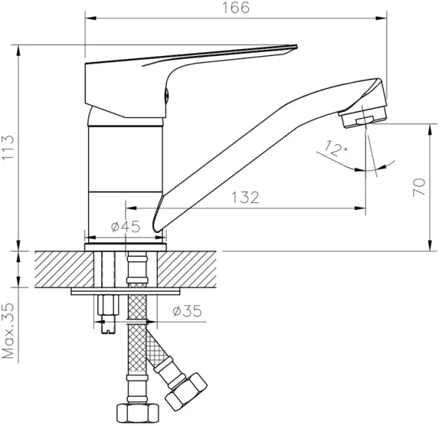 Смеситель для раковины Rossinka RS27 однорычажный RS27-22 (детальная фотография), для раковины