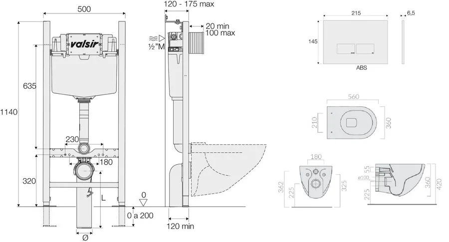 Унитаз с инсталляцией Valsir Dream с клавишей хром KIT VSCR 7317 Std P3 (детальная фотография), с инсталляцией