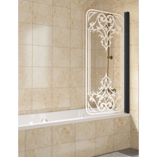 Душевая шторка на ванную профиль черный глянцевый рисунок матовый стекло прозрачное Vegas-glass EV 76 02Г ARTDECO D2 R (детальная фотография)