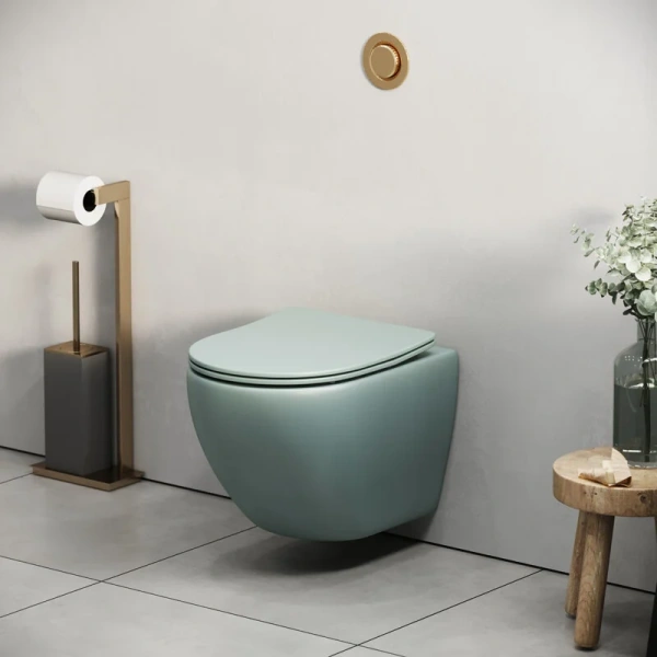 Унитаз подвесной Grossman Color мятный матовый GR-4455MNMS (детальная фотография), фаянс, керамика