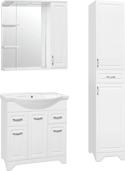 Зеркальный шкаф с подсветкой Style Line Олеандр-2 75 см белый ЛС-00000051 (детальная фотография), по запросу