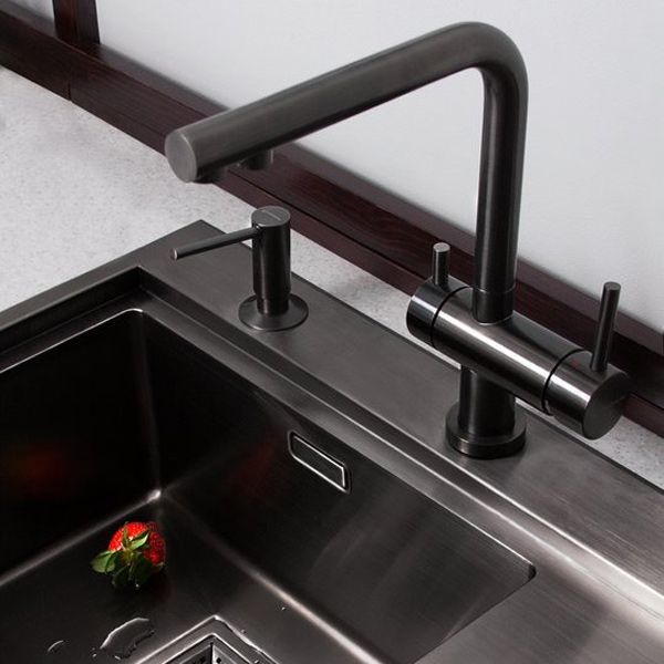 Смеситель для питьевой воды Omoikiri Nagano GM вороненая сталь 4994179 (детальная фотография), для кухни, для питьевой воды с фильтром