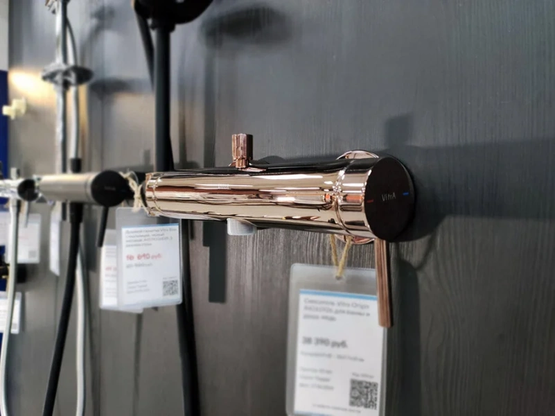Смеситель для ванны VitrA Origin медный A4261926 (детальная фотография), однорычажные, двухрычажные