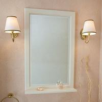 Зеркало для ванной с полкой, цвет слоновая кость матовый, La Beaute Michel