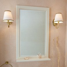 Зеркало для ванной с полкой, цвет слоновая кость матовый, La Beaute Michel