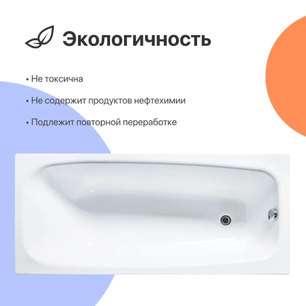 Ванна чугунная Diwo Анапа 150x70 см пристенная на ножках, цвет белый, DA0003/D0017 (детальная фотография), приставные, встраиваемые