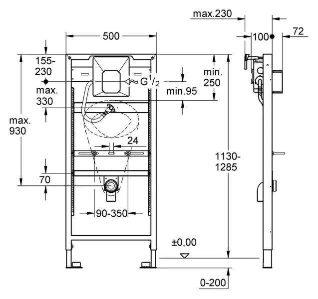 Инсталляция для писсуара Grohe Rapid SL 38803001 (детальная фотография), для писсуара