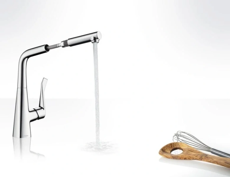 Смеситель для кухни Hansgrohe Metris хром 14821000 (детальная фотография), современные, hi-tech