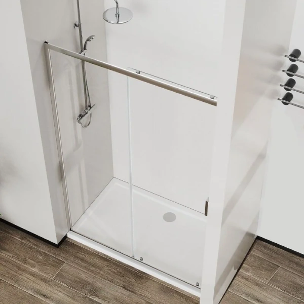 Душевая дверь в нишу Vincea City VDS-5CT120 см алюминиевый профиль (детальная фотография), недорогие, в нишу, стеклянные