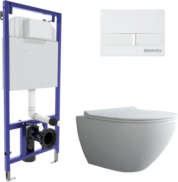 Унитаз с инсталляцией BERGES Puma кнопка белая 043271 (детальная фотография)