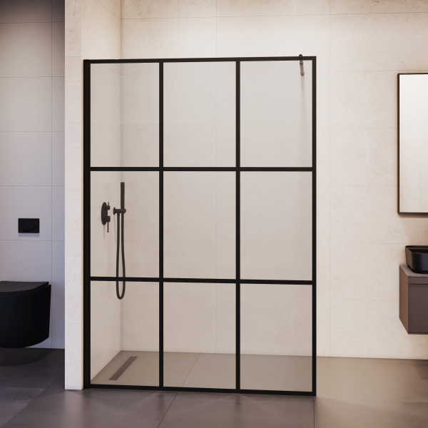 Душевая перегородка RGW Walk In WA-111B 120 см профиль черный 411011112-84 (детальная фотография), 120 см