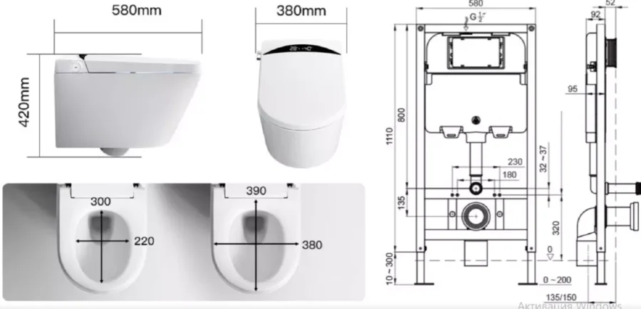 Унитаз с инсталляцией Timo белый TE-751 (детальная фотография) index_1
