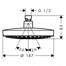 Верхний душ Hansgrohe Croma Select S 26523 круглый (детальная фотография), в наличии, по запросу