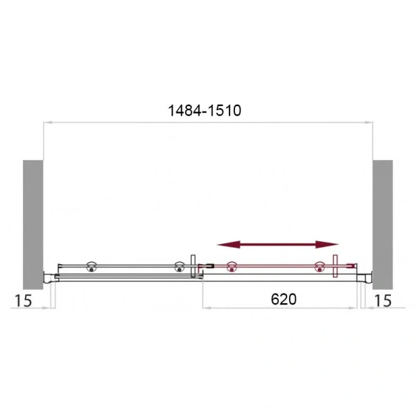 Душевая дверь в нишу BelBagno Uno 150 см с рифленым стеклом UNO-BF-1-150-P-Cr (детальная фотография), недорогие, в нишу, стеклянные