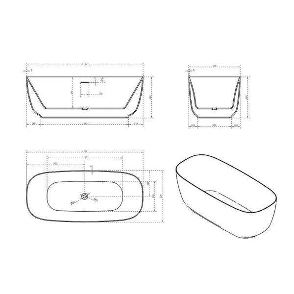 Ванна акриловая Vincea 170x75 см белая VBT-631 (детальная фотография), акриловые
