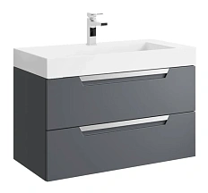 Тумба под раковину подвесная Aqwella Cube 90 см серая