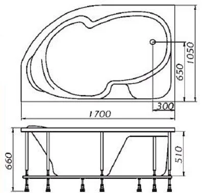 Ванна акриловая Relisan Sofi L/R 170 х 105 см (Гл000009446/Гл000009445) (детальная фотография), современныe, hi-tech