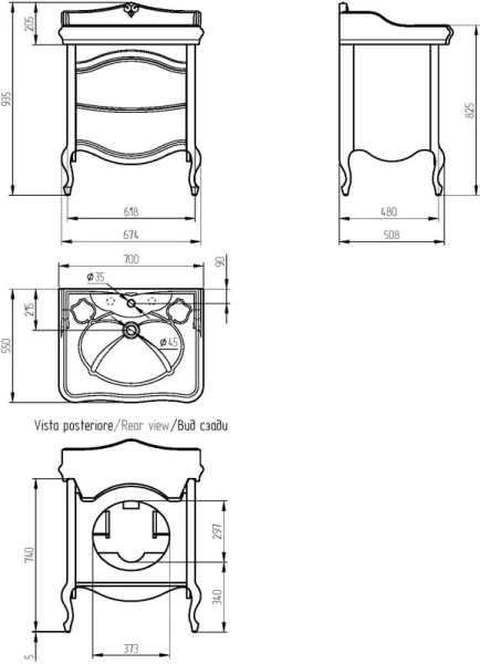 Тумба под раковину напольная Migliore Impero 67 см Avorio 25977 (детальная фотография), напольная, пристенная