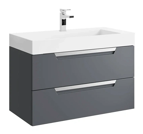 Тумба под раковину подвесная Aqwella Cube 90 см серая - фото 2