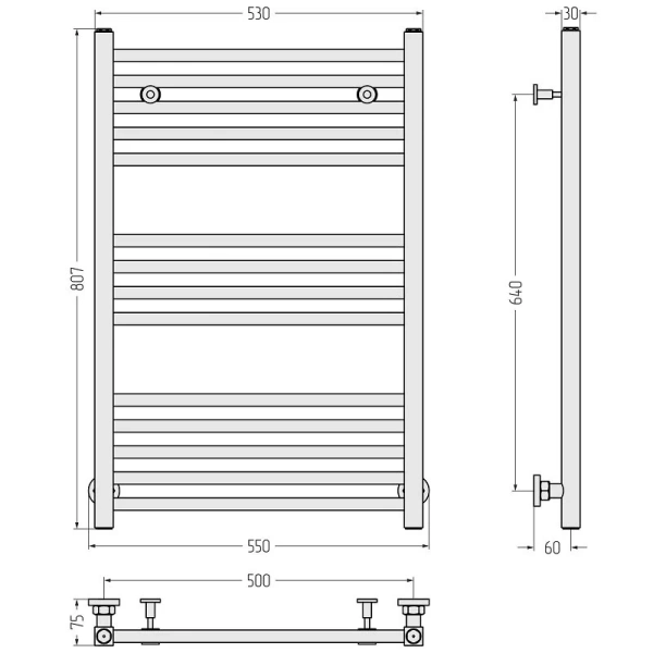 Полотенцесушитель водяной Сунержа Модус 50х80 см черный матовый 31-0250-8050 (детальная фотография), современные, hi-tech