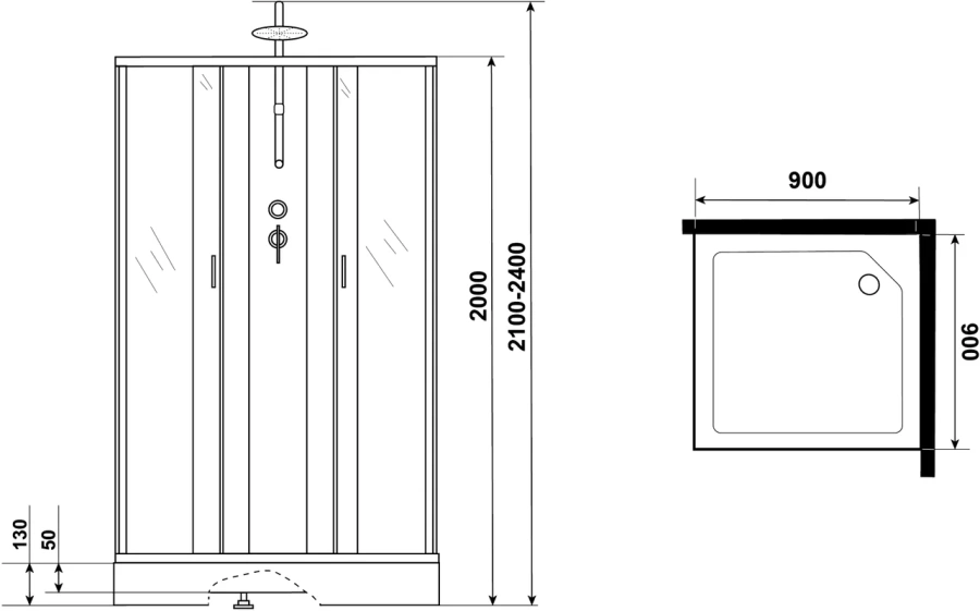 Душевая кабина Niagara Classic 90х90 см с гидромассажем 11011423BKTG (детальная фотография), квадратные index_1