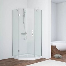 Душевой уголок профиль глянцевый хром стекло прозрачное Vegas-glass