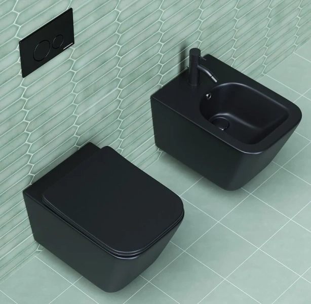 Унитаз подвесной Ceramica Nova Metric черный матовый CN3007MB (детальная фотография), без бачка, со скрытым бачком