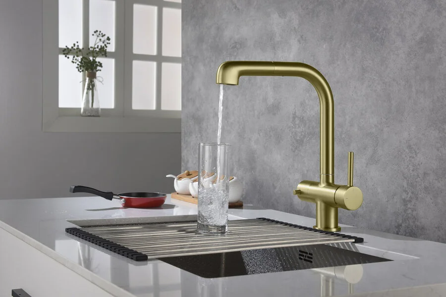 Смеситель для питьевой воды Timo Saona золото матовое 2346/17FL (детальная фотография), золото