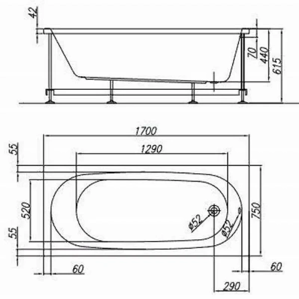 Акриловая ванна Kolpa-San Quat Tamia 567290 170 х 75 см, белый (детальная фотография), акриловые