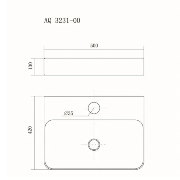 Раковина Акватек 50 см на столешницу AQ3231-00 (детальная фотография), современные, hi-tech