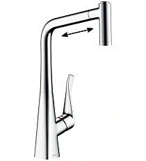 Смеситель для кухни Hansgrohe Metris 14820 с выдвижным изливом