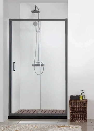 Душевая дверь в нишу Акватек 120 см профиль черный матовый - фото 2
