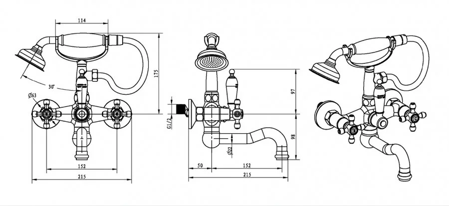 Смеситель для ванны Boheme Medici Presente бронза 313 (детальная фотография), для ванны