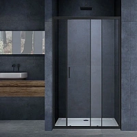 Душевая дверь в нишу Vincea Alpha 120 см профиль черный, стекло прозрачное