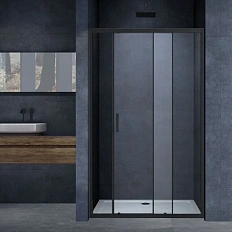 Душевая дверь в нишу Vincea Alpha 120 см профиль черный, стекло прозрачное