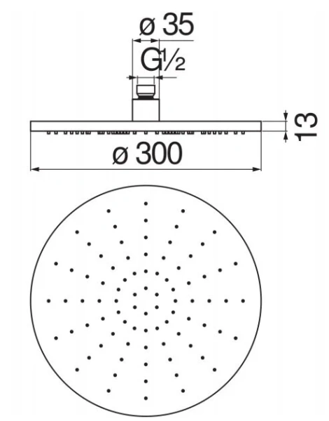 Верхний душ Nobili Rubinetterie шлифованный хром AD139/63IX (детальная фотография), верхние души