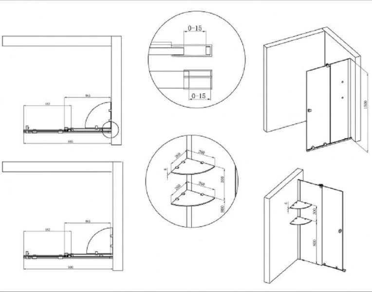 Шторка для ванны Cezares Stream 100х150 см с полками STREAM-VFS-11-100/150-C-Cr (детальная фотография), в наличии