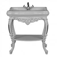 Консоль напольная, цвет белый глянец с серебром, Tessoro Isabella 80