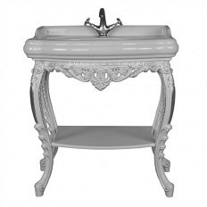 Консоль напольная, цвет белый глянец с серебром, Tessoro Isabella 80