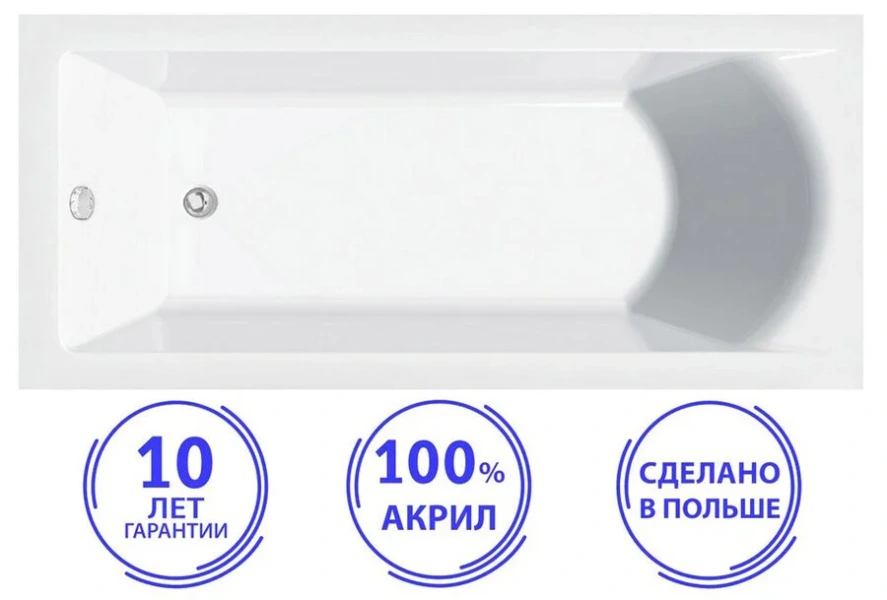 Акриловая ванна C-Bath Selena CBQ007002 160 х 70 см, белая (детальная фотография), без гидромассажа