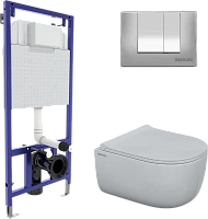 Унитаз с инсталляцией BERGES Ego кнопка хром глянец