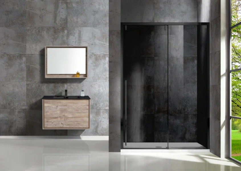 Душевая дверь в нишу Vincea Lugano 120 см стекло тонированное VDS-1L120CGB-1 (детальная фотография), 120 см