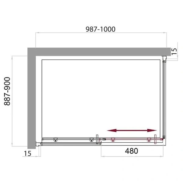 Душевой уголок BelBagno Uno 100х90 см стекло матовое UNO-AH-1-100/90-M-Cr (детальная фотография), прямоугольные
