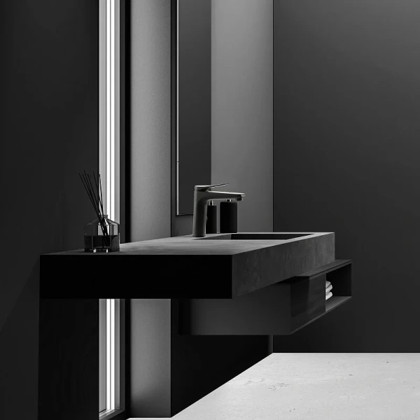 Смеситель для раковины Lemark Bronx черный LM3737BL (детальная фотография), современные, hi-tech