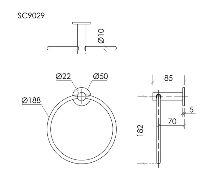 Полотенцедержатель Sancos Base черный матовый SC9029MB (детальная фотография), современные, hi-tech