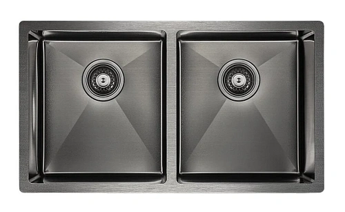 Мойка для кухни Paulmark Twin 78 см вороненая сталь - фото 2